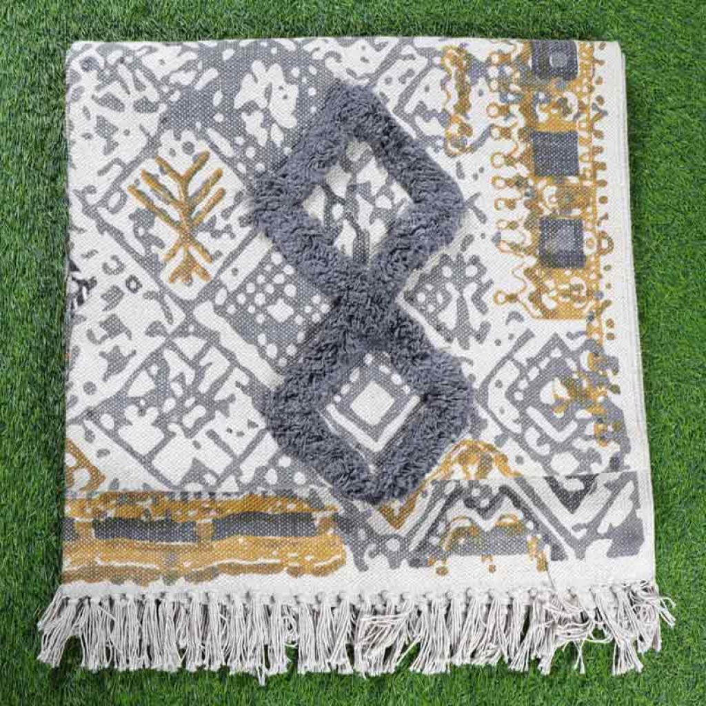 COTTON SCREEN ALL OVER PRINT RUGS WITH EMBROIDERY