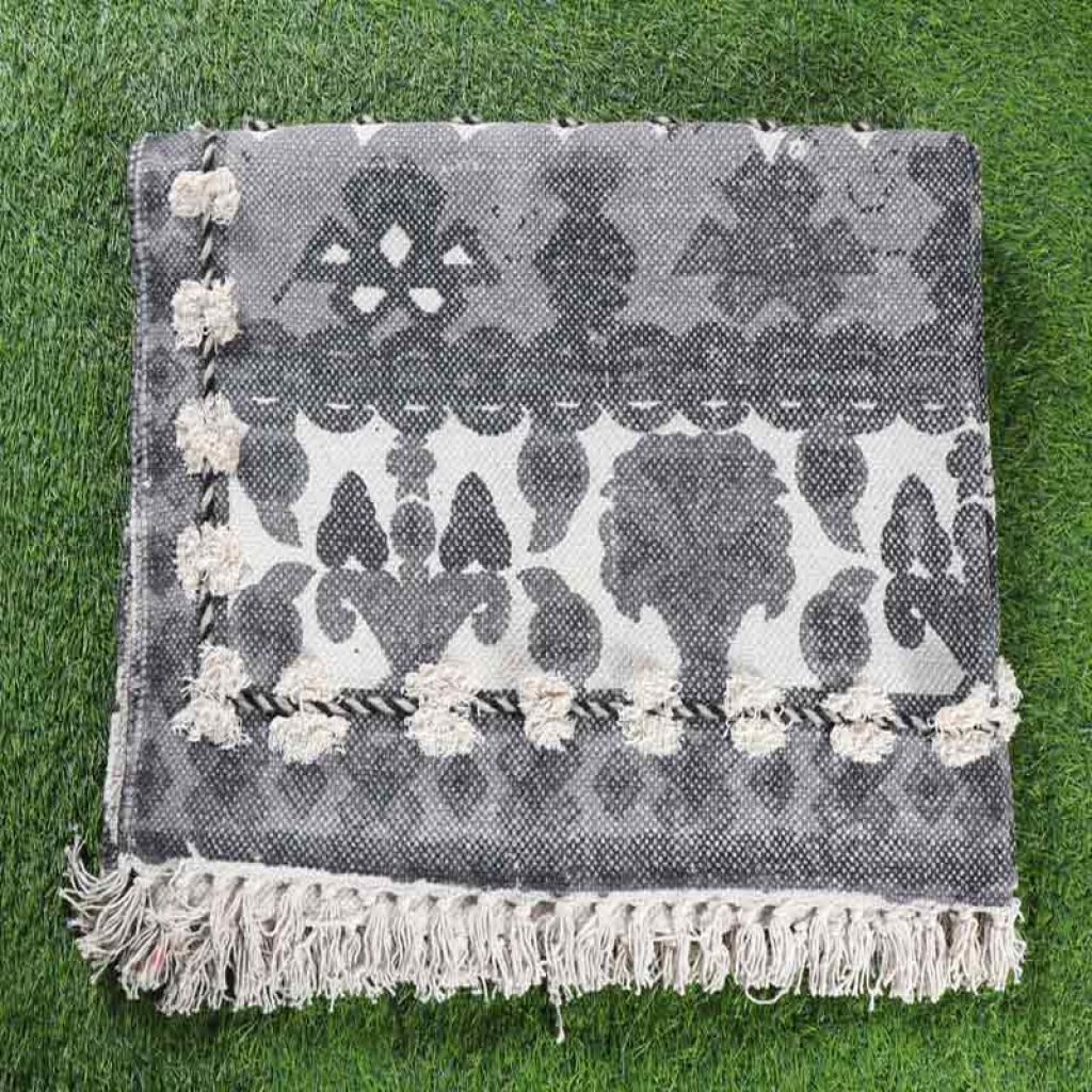 COTTON SCREEN ALL OVER PRINT RUGS WITH EMBROIDERY