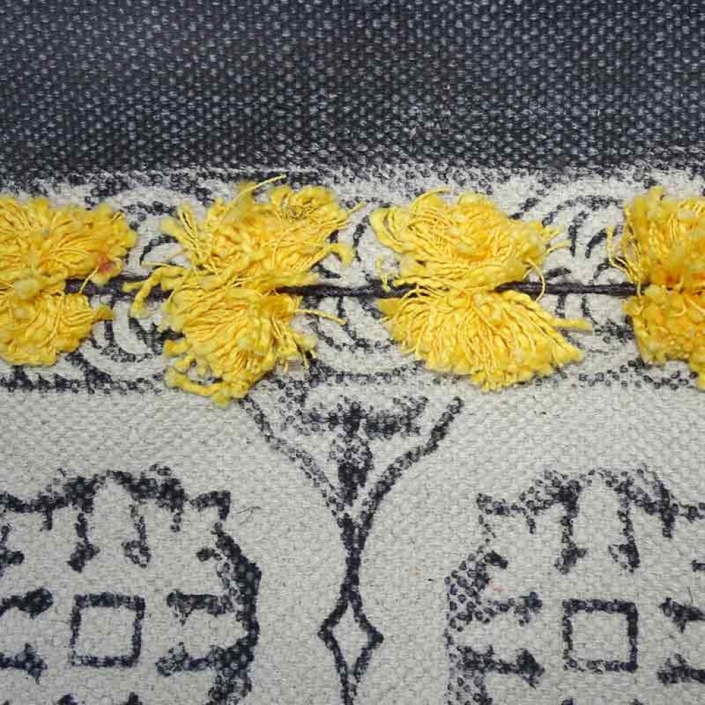COTTON HAND BLOCK ALL OVER PRINT RUGS WITH EMBROIDERY