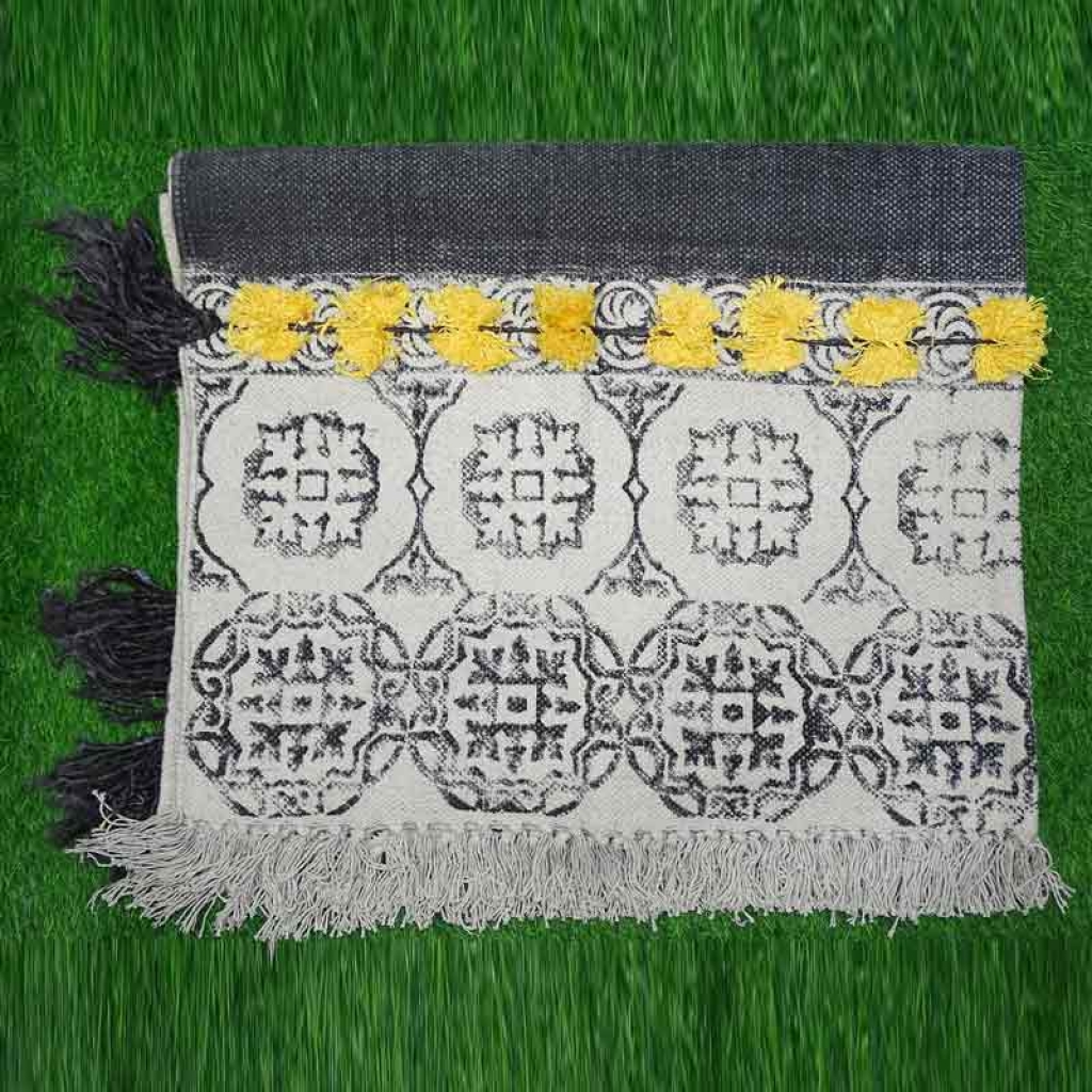 COTTON HAND BLOCK ALL OVER PRINT RUGS WITH EMBROIDERY