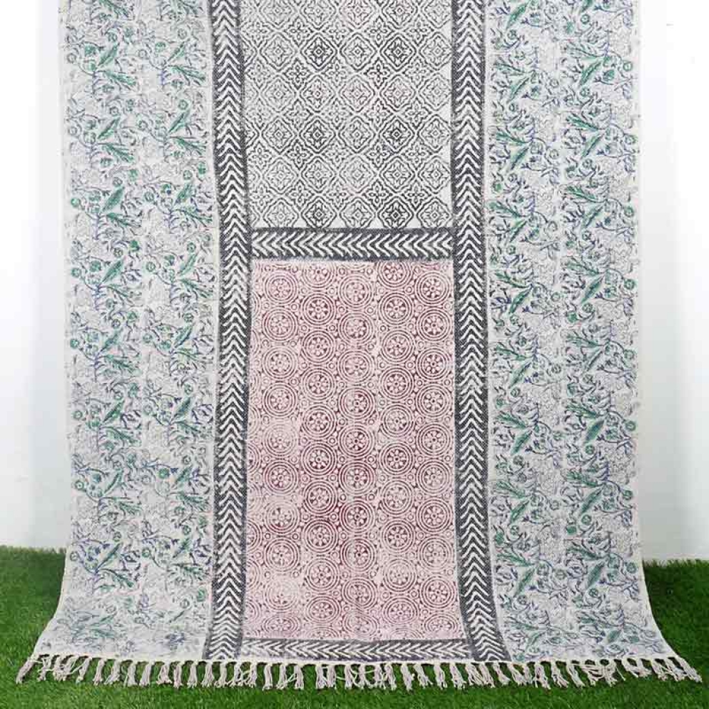 COTTON HAND BLOCK ALL OVER PRINT RUGS
