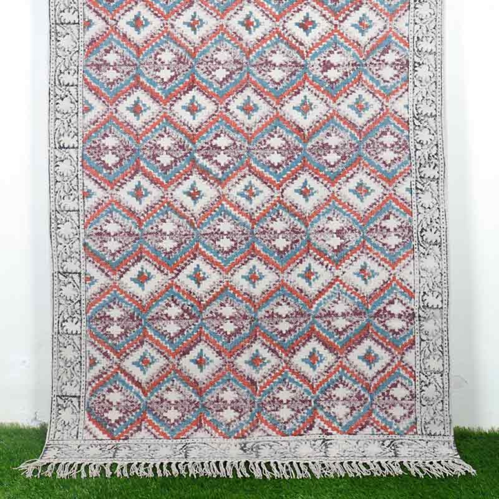 COTTON HAND BLOCK ALL OVER PRINT RUGS