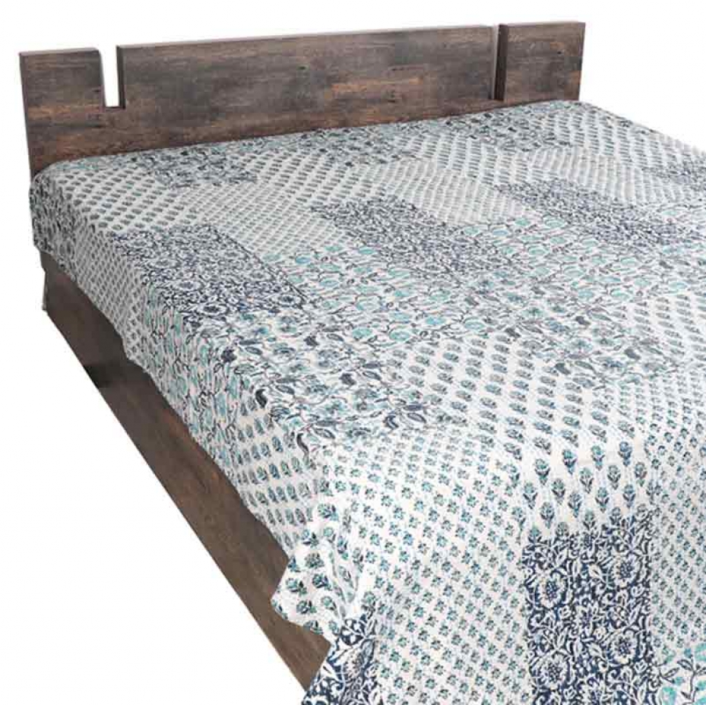 COTTON HAND BLOCK PATCH WORK PRINT KANTHA BED COVER FOR ALL SEASON
