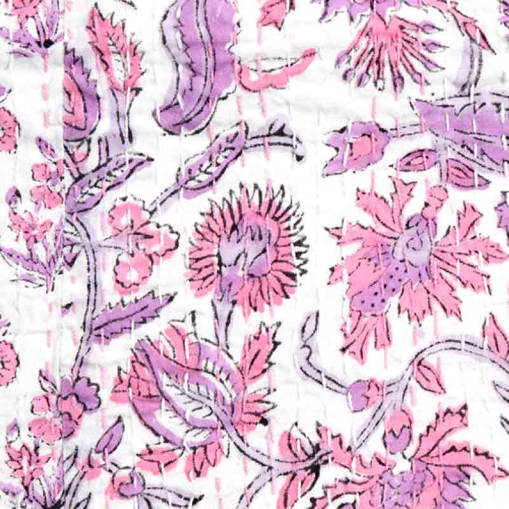 COTTON HAND BLOCK PATCH WORK PRINT KANTHA BED COVER FOR ALL SEASON