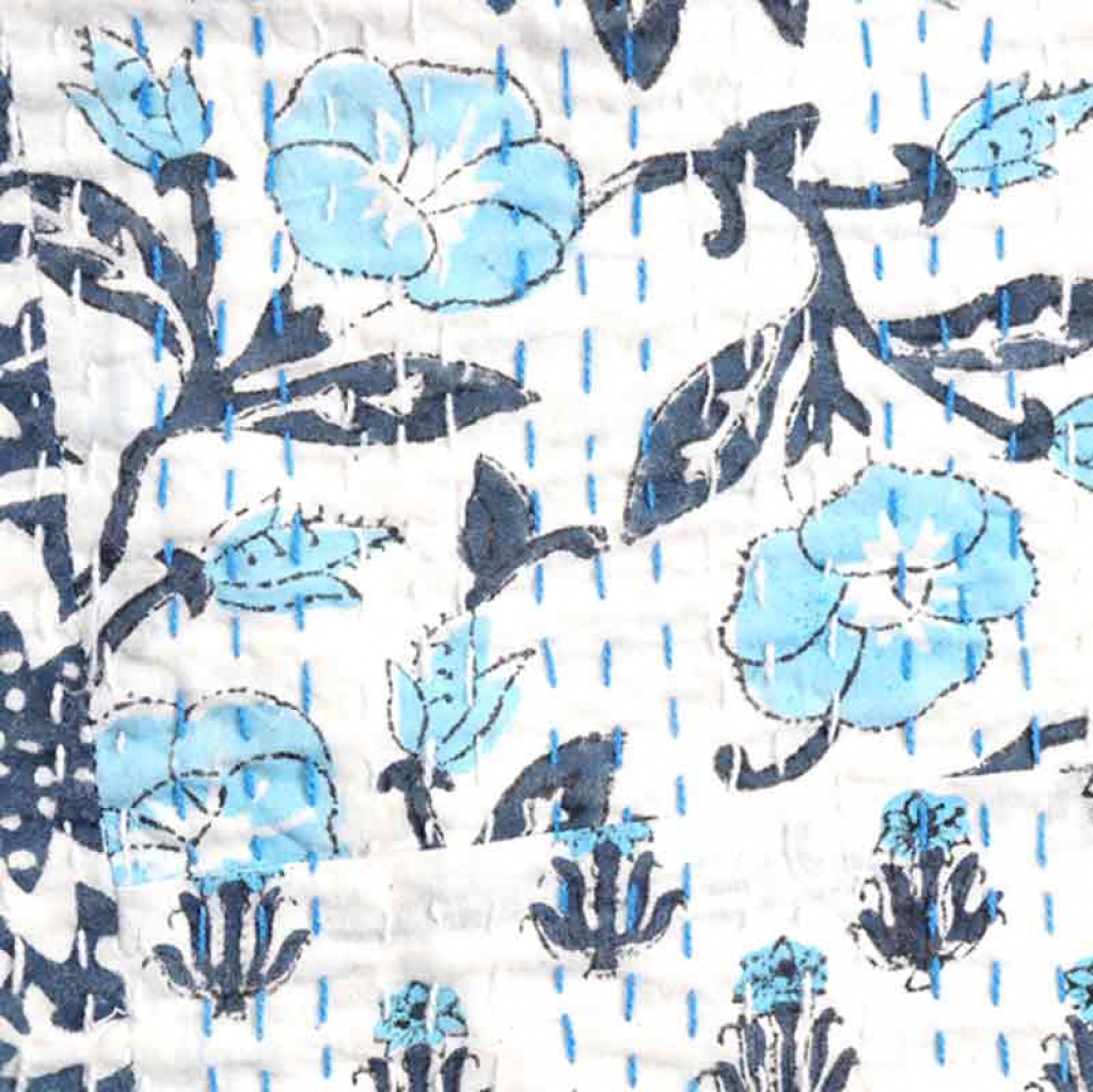 COTTON HAND BLOCK PATCH WORK PRINT KANTHA BED COVER FOR ALL SEASON