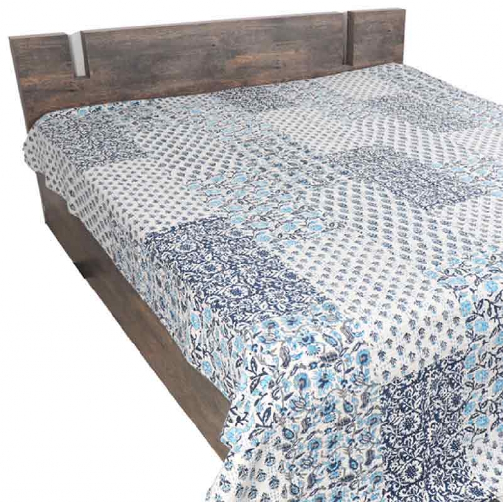 COTTON HAND BLOCK PATCH WORK PRINT KANTHA BED COVER FOR ALL SEASON