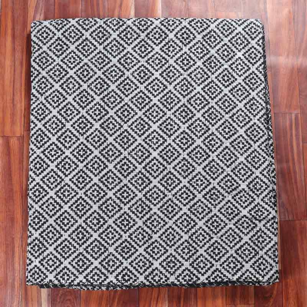 COTTON HAND BLOCK ALL OVER PRINT KANTHA BED COVER FOR ALL-SEASON