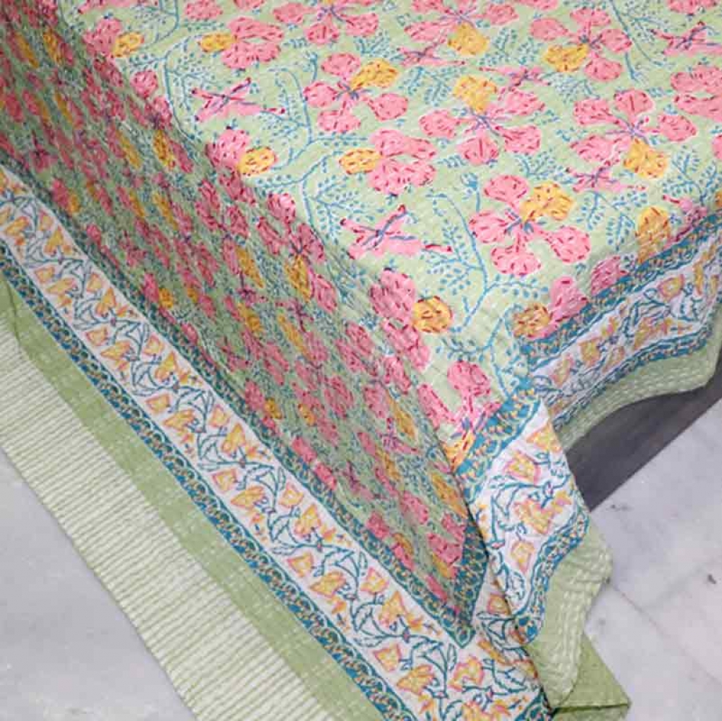 COTTON HAND BLOCK FULL PENAL KANTHA BED COVER FOR ALL-SEASON