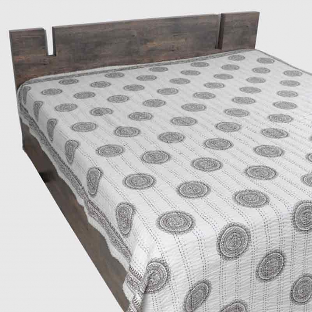 COTTON HAND BLOCK FULL PENAL KANTHA BED COVER FOR ALL-SEASON