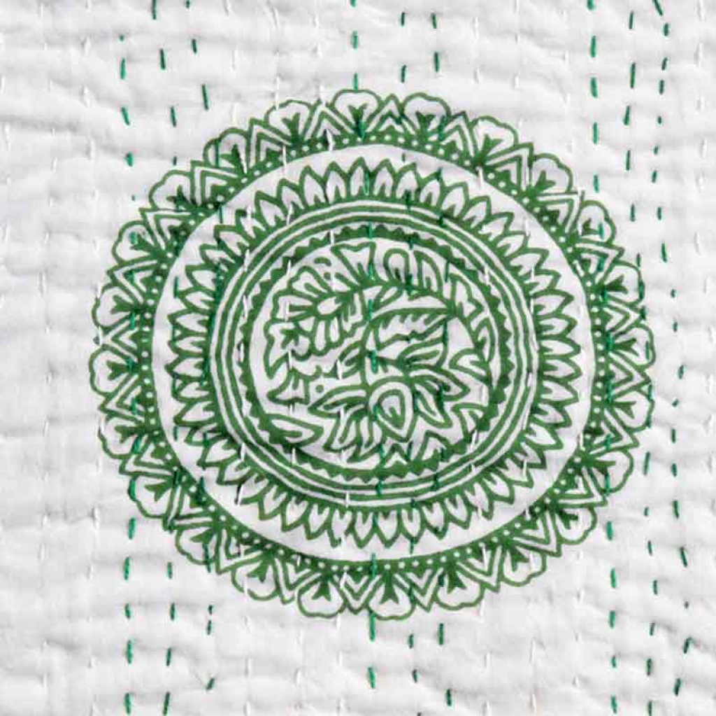 COTTON HAND BLOCK FULL PENAL KANTHA BED COVER FOR ALL-SEASON