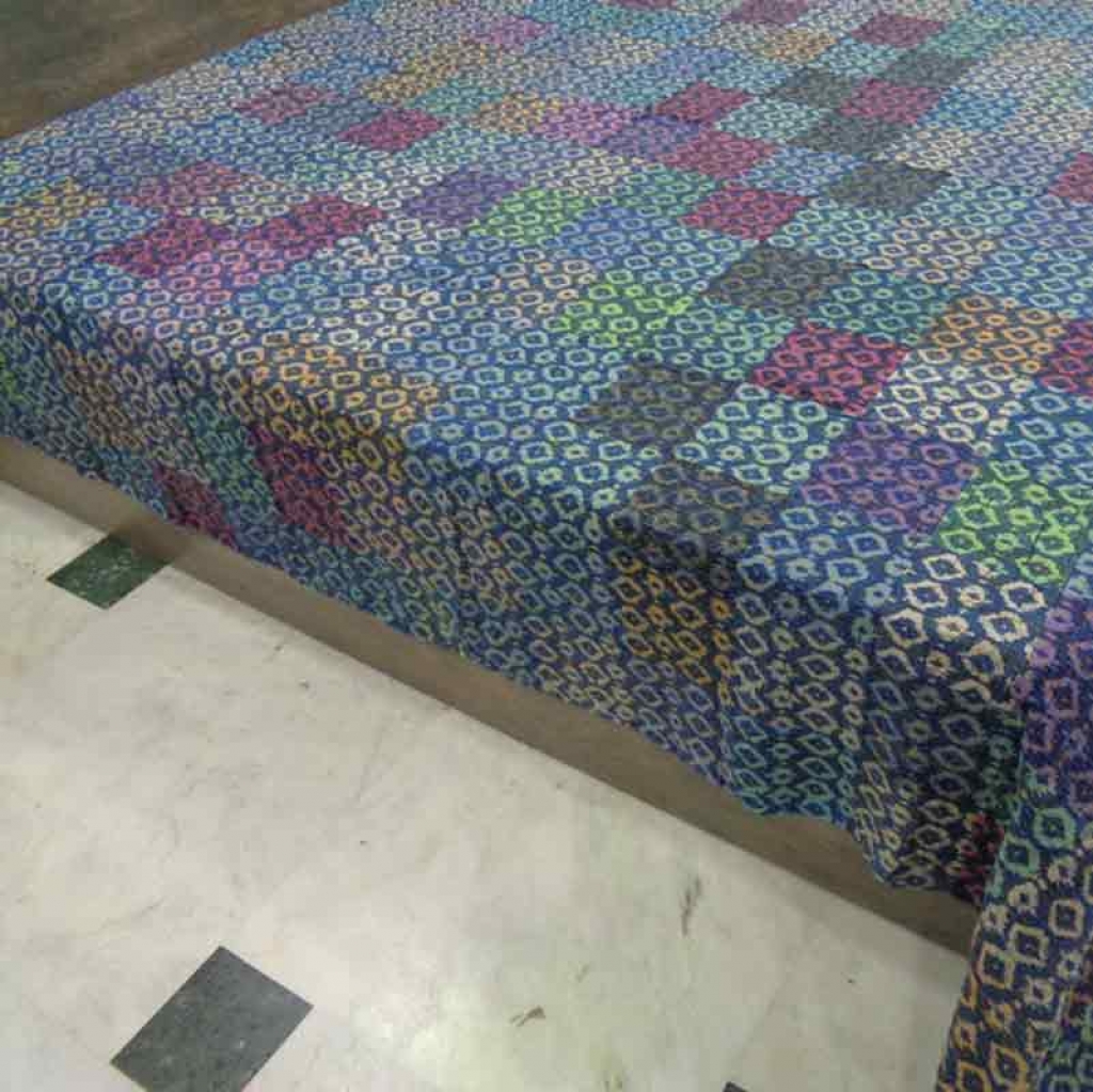 COTTON DABU PATCH PRINT KANTHA BED COVER FOR ALL-SEASON
