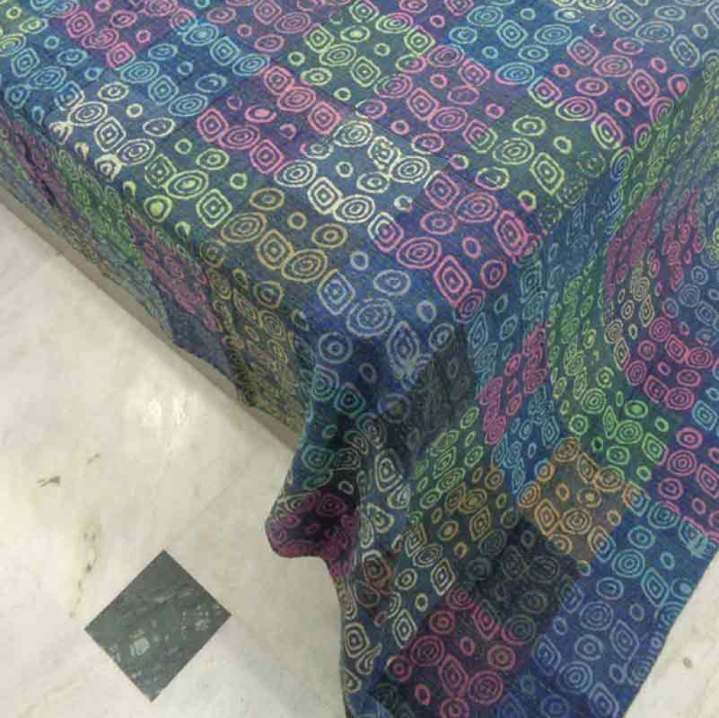 COTTON DABU PATCH PRINT KANTHA BED COVER FOR ALL-SEASON
