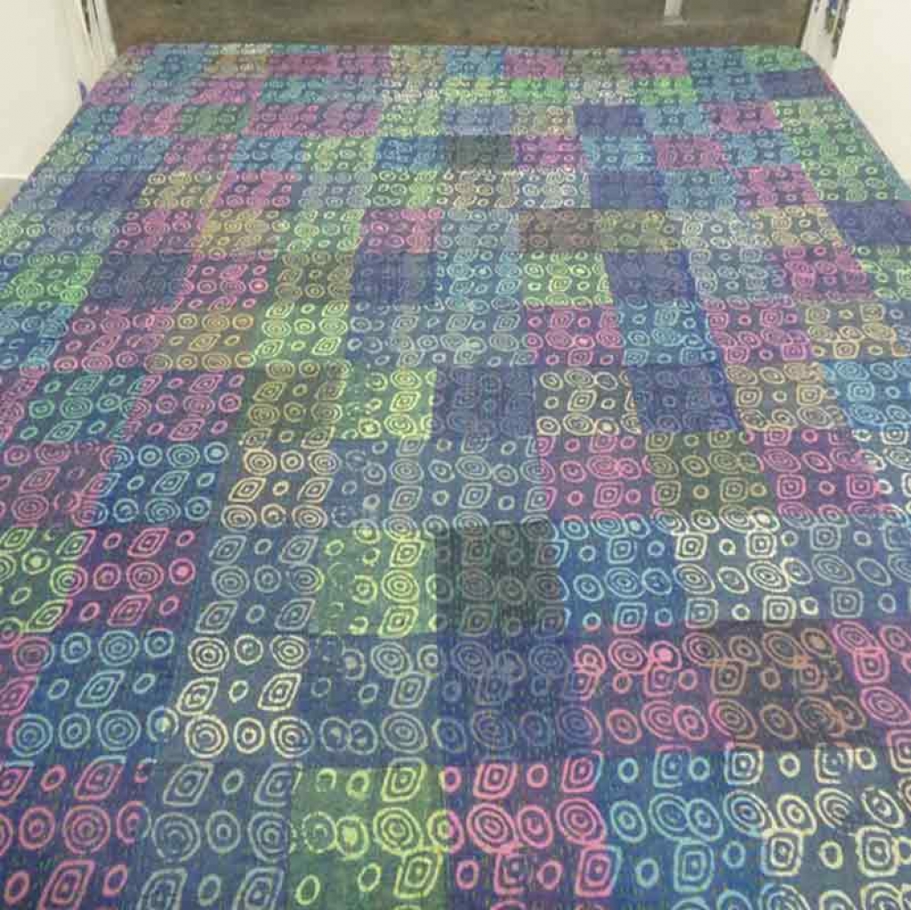 COTTON DABU PATCH PRINT KANTHA BED COVER FOR ALL-SEASON