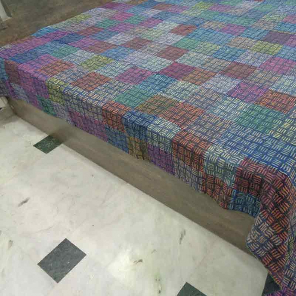 COTTON DABU PATCH PRINT KANTHA BED COVER FOR ALL-SEASON