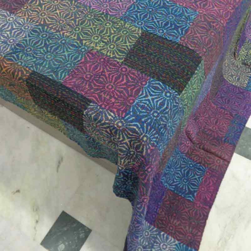 COTTON DABU PATCH PRINT KANTHA BED COVER FOR ALL-SEASON