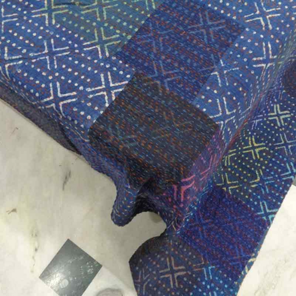 COTTON DABU PATCH PRINT KANTHA BED COVER FOR ALL-SEASON