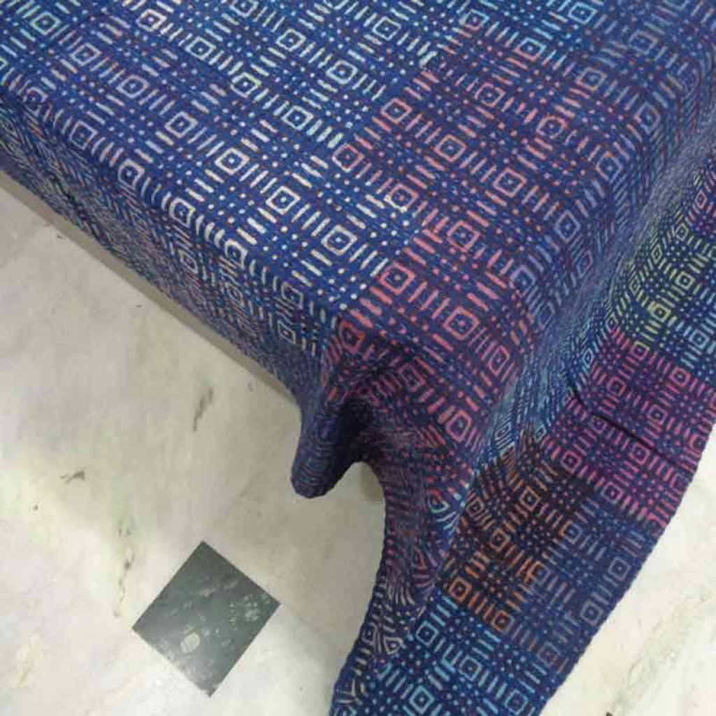 COTTON DABU PATCH PRINT KANTHA BED COVER FOR ALL-SEASON
