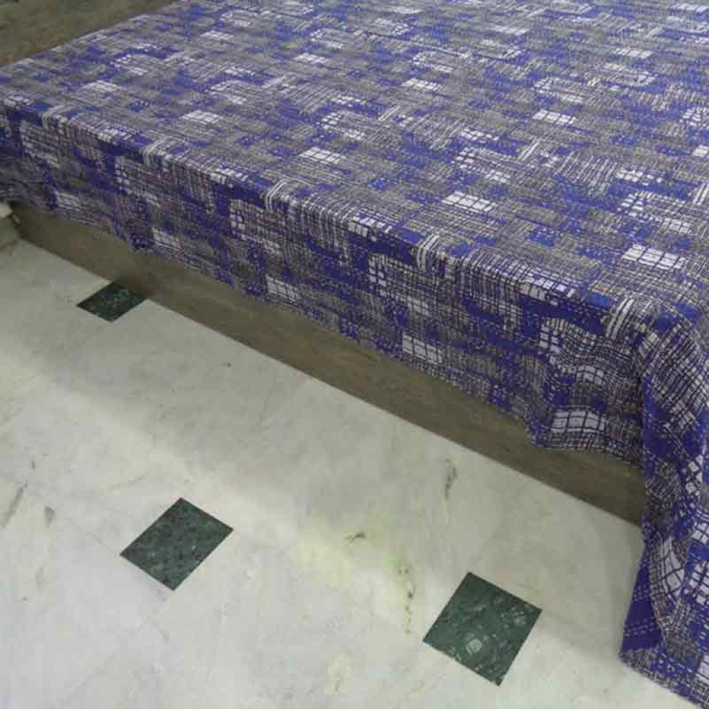 COTTON INDIGO ALL OVER PRINT KANTHA BED COVER FOR ALL-SEASON
