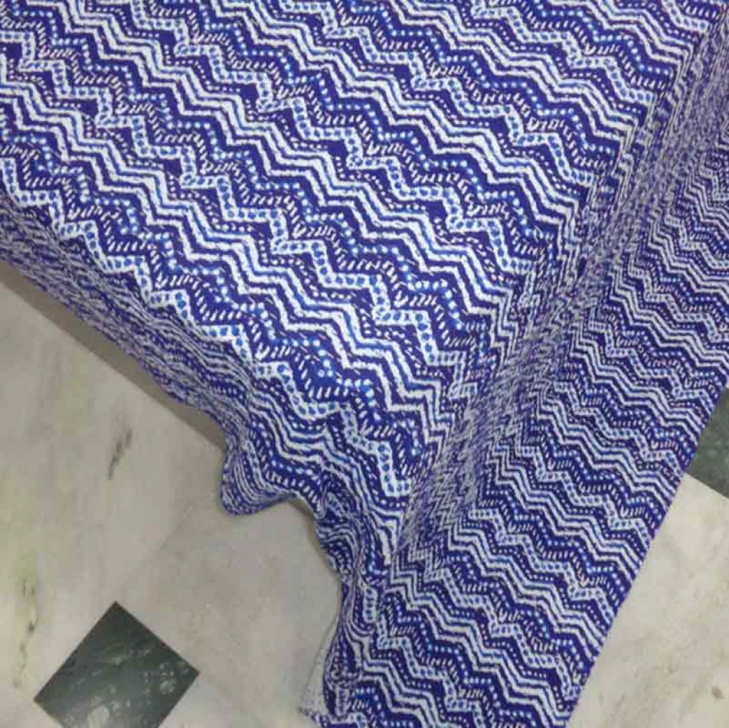 COTTON INDIGO ALL OVER PRINT KANTHA BED COVER FOR ALL-SEASON
