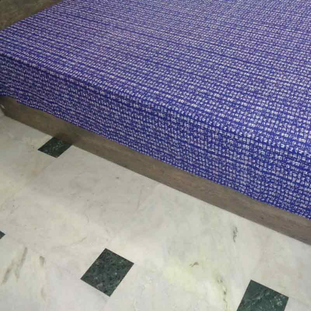 COTTON INDIGO ALL OVER PRINT KANTHA BED COVER FOR ALL-SEASON