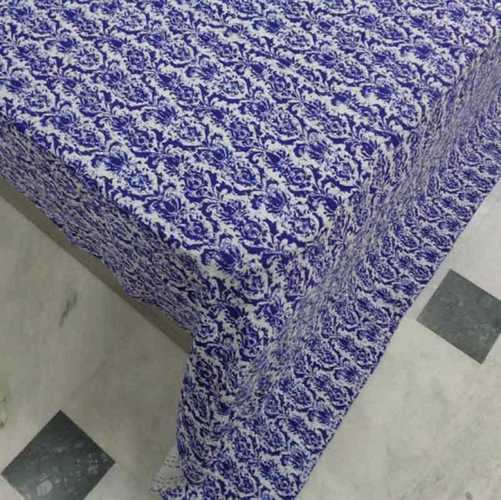 COTTON INDIGO ALL OVER PRINT KANTHA BED COVER FOR ALL-SEASON