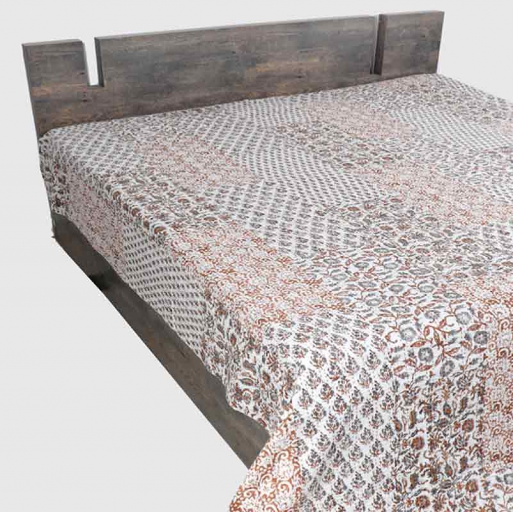 COTTON HAND BLOCK PATCH WORK PRINT KANTHA BED COVER FOR ALL SEASON