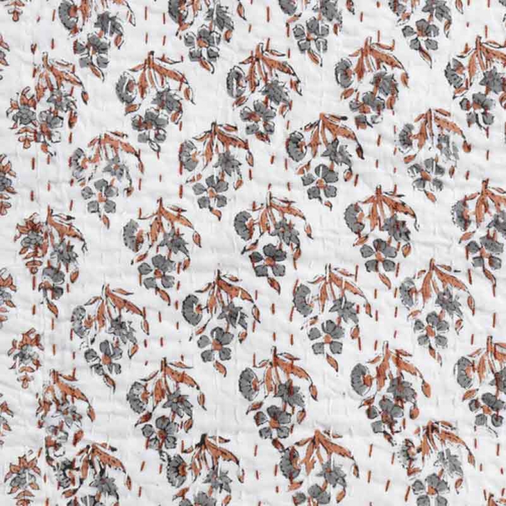 COTTON HAND BLOCK PATCH WORK PRINT KANTHA BED COVER FOR ALL SEASON