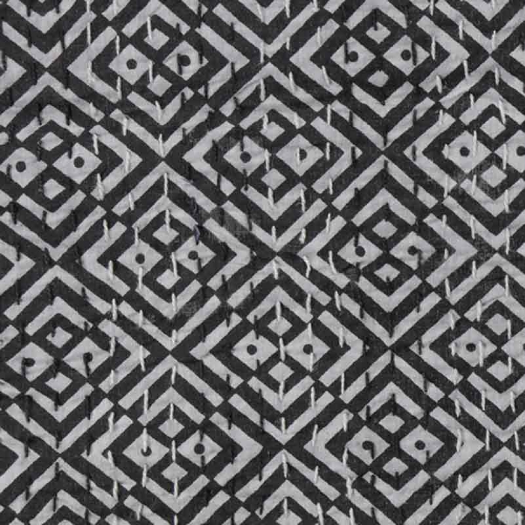 COTTON HAND BLOCK ALL OVER PRINT KANTHA BED COVER FOR ALL-SEASON