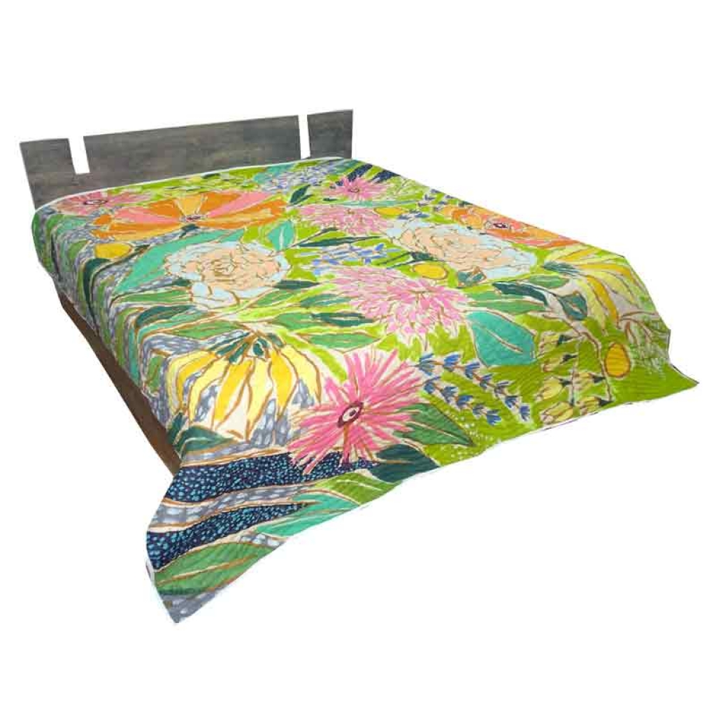 COTTON ALL OVER PRINTED BED QUILTS FOR DECOR HOME