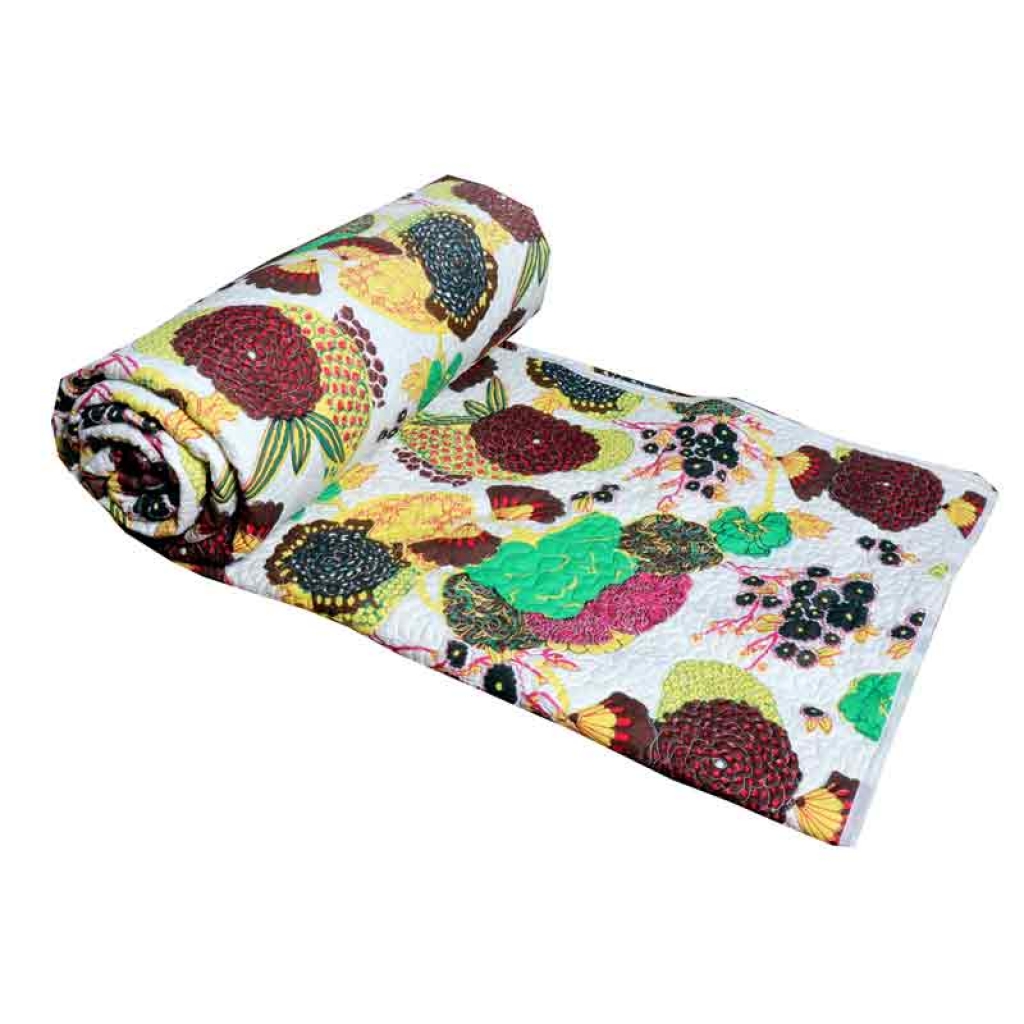 COTTON ALL OVER PRINTED BED QUILTS FOR DECOR HOME