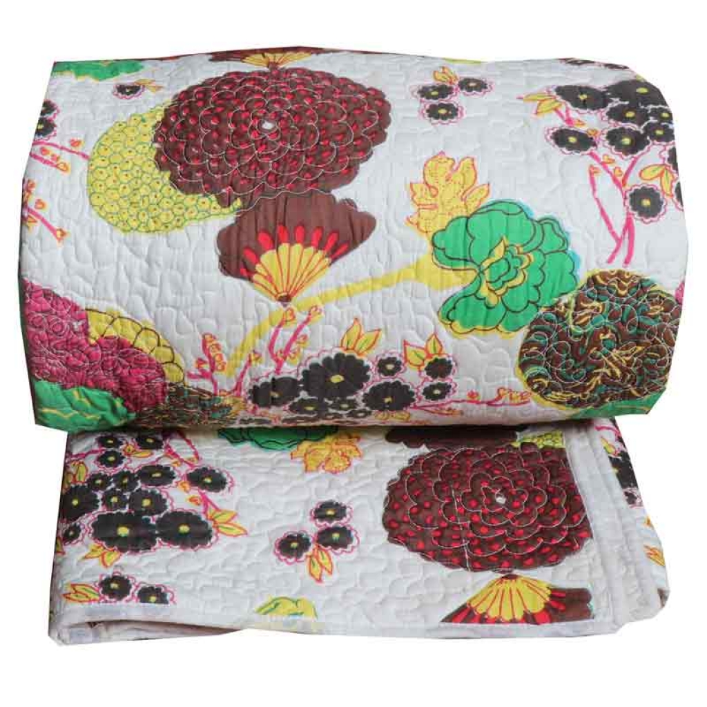 COTTON ALL OVER PRINTED BED QUILTS FOR DECOR HOME