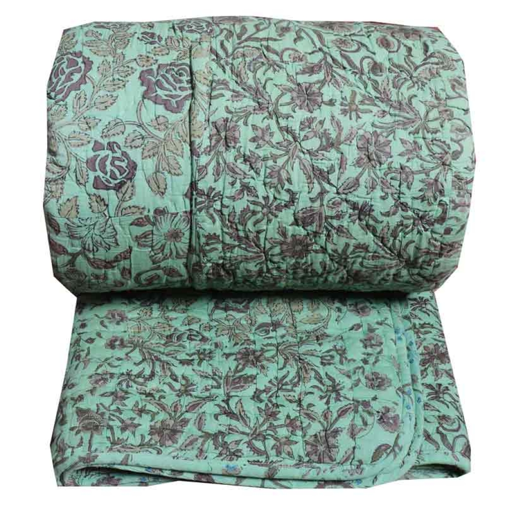 COTTON ALL OVER PRINTED BED QUILTS FOR DECOR HOME