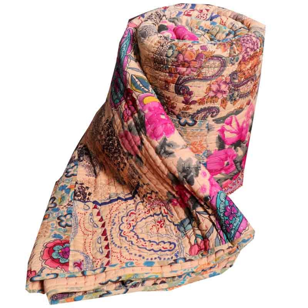 COTTON ALL OVER PRINTED BED QUILTS FOR DECOR HOME