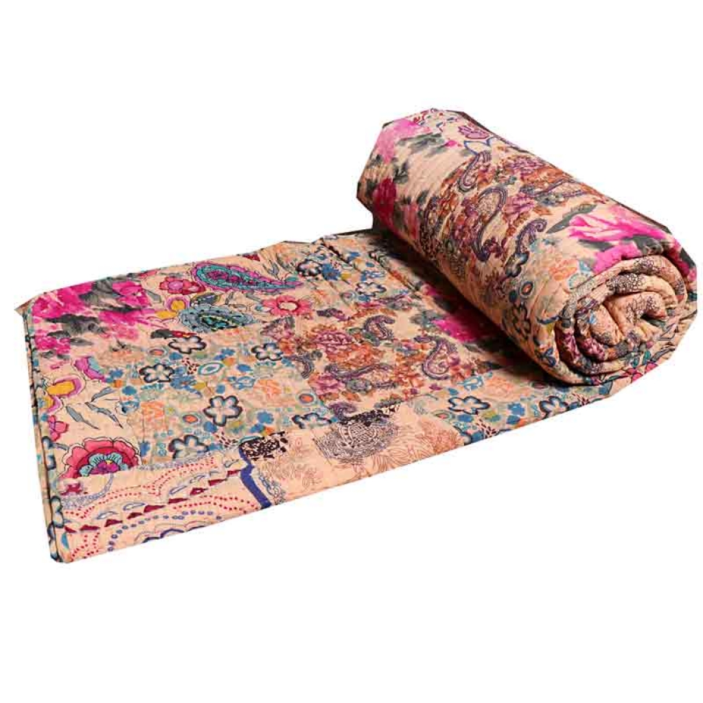 COTTON ALL OVER PRINTED BED QUILTS FOR DECOR HOME