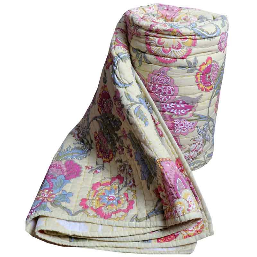 COTTON ALL OVER PRINTED BED QUILTS FOR DECOR HOME