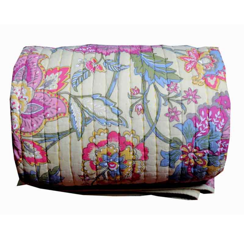COTTON ALL OVER PRINTED BED QUILTS FOR DECOR HOME