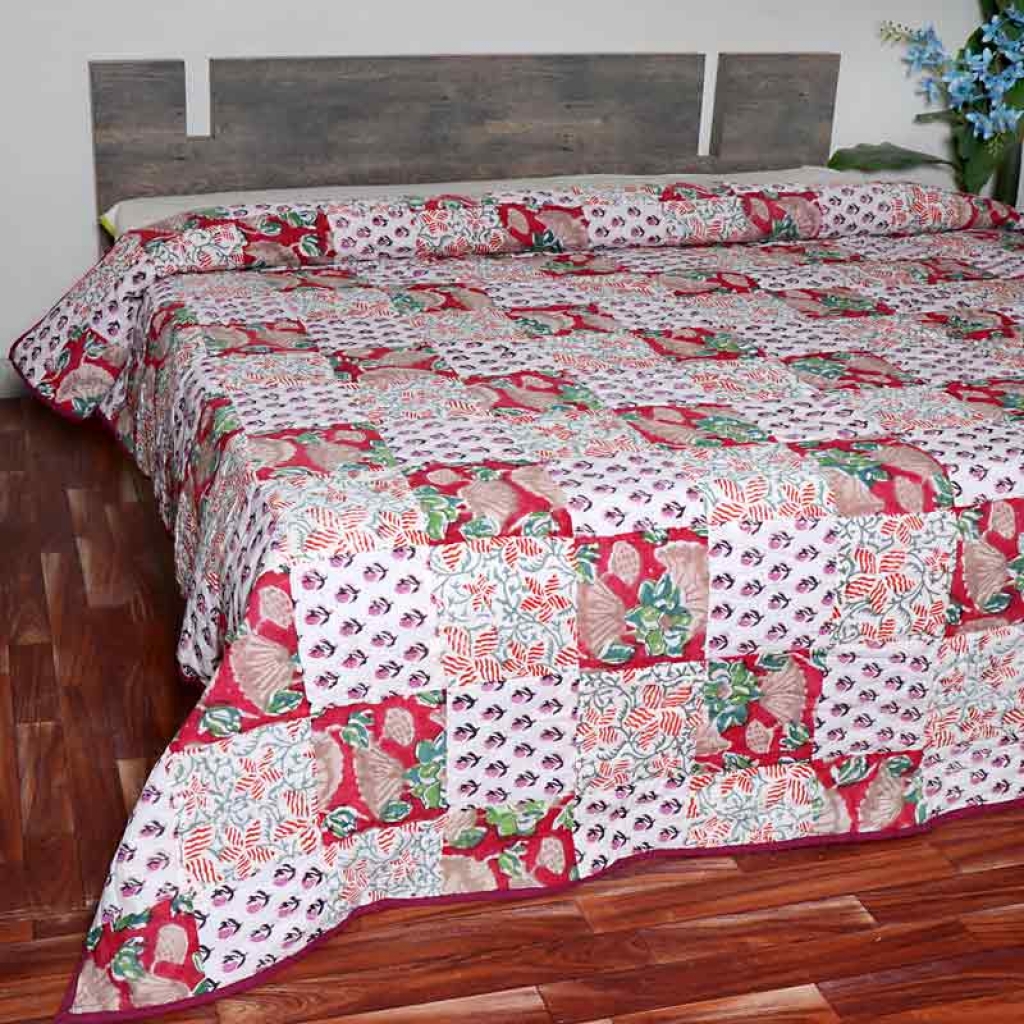 COTTON PATCH WORK ALL OVER PRINTED BED QUILTS FOR DECOR HOME