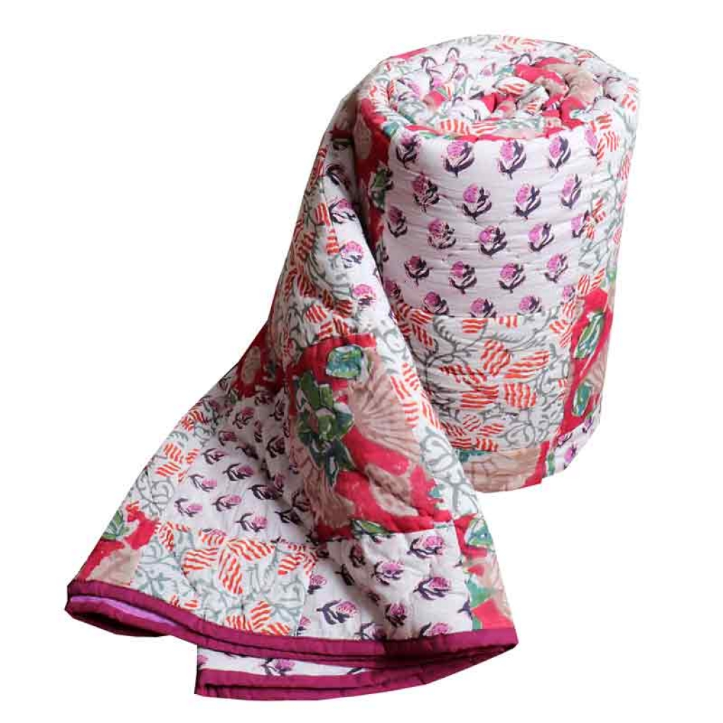 COTTON PATCH WORK ALL OVER PRINTED BED QUILTS FOR DECOR HOME