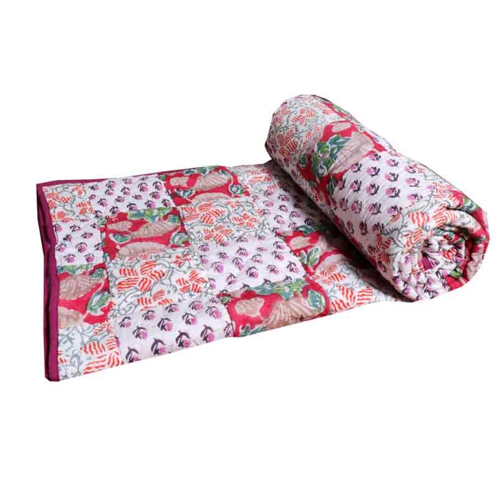 COTTON PATCH WORK ALL OVER PRINTED BED QUILTS FOR DECOR HOME