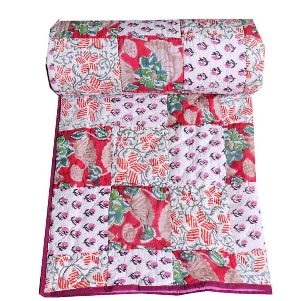 COTTON PATCH WORK ALL OVER PRINTED BED QUILTS FOR DECOR HOME