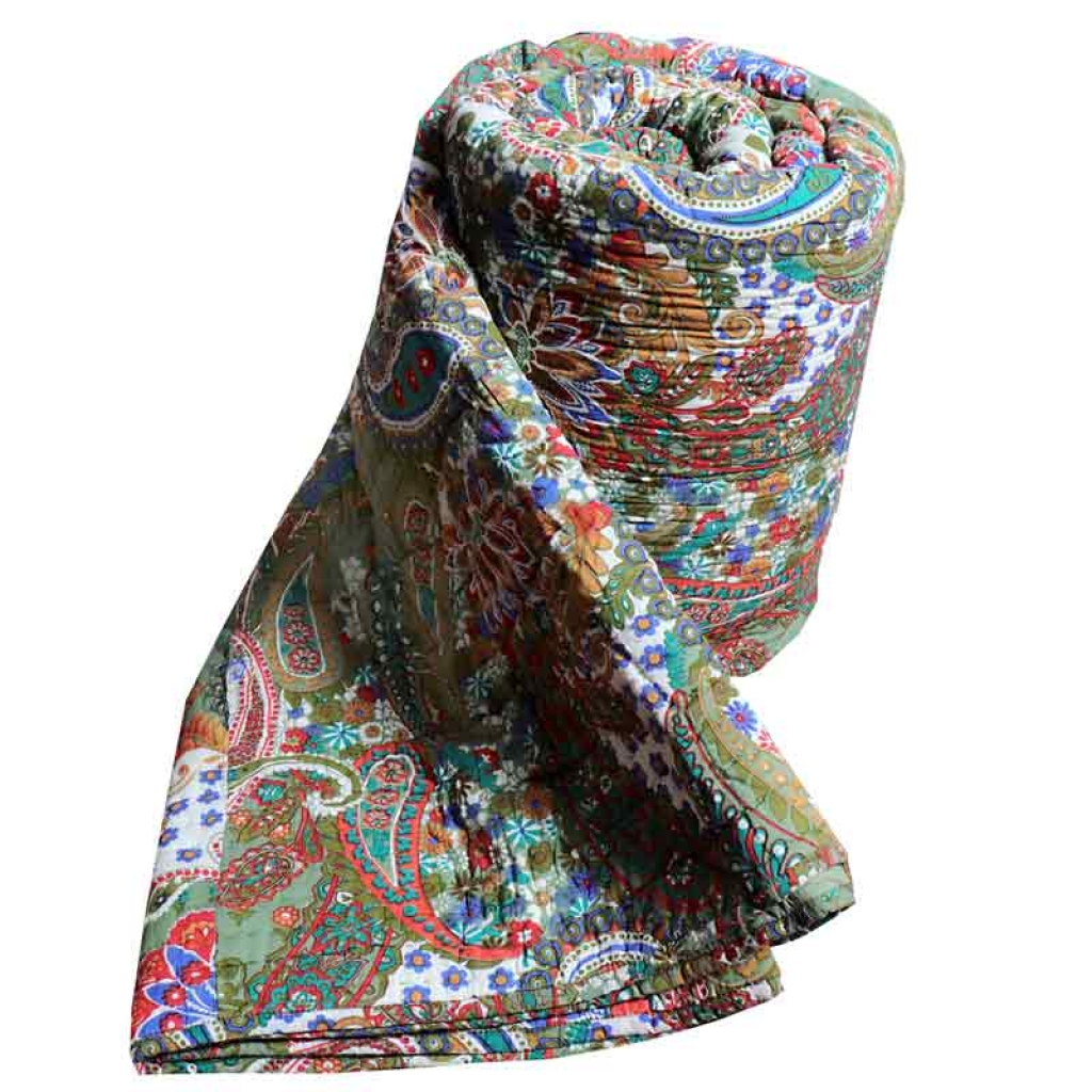 COTTON ALL OVER PRINTED BED QUILTS FOR DECOR HOME