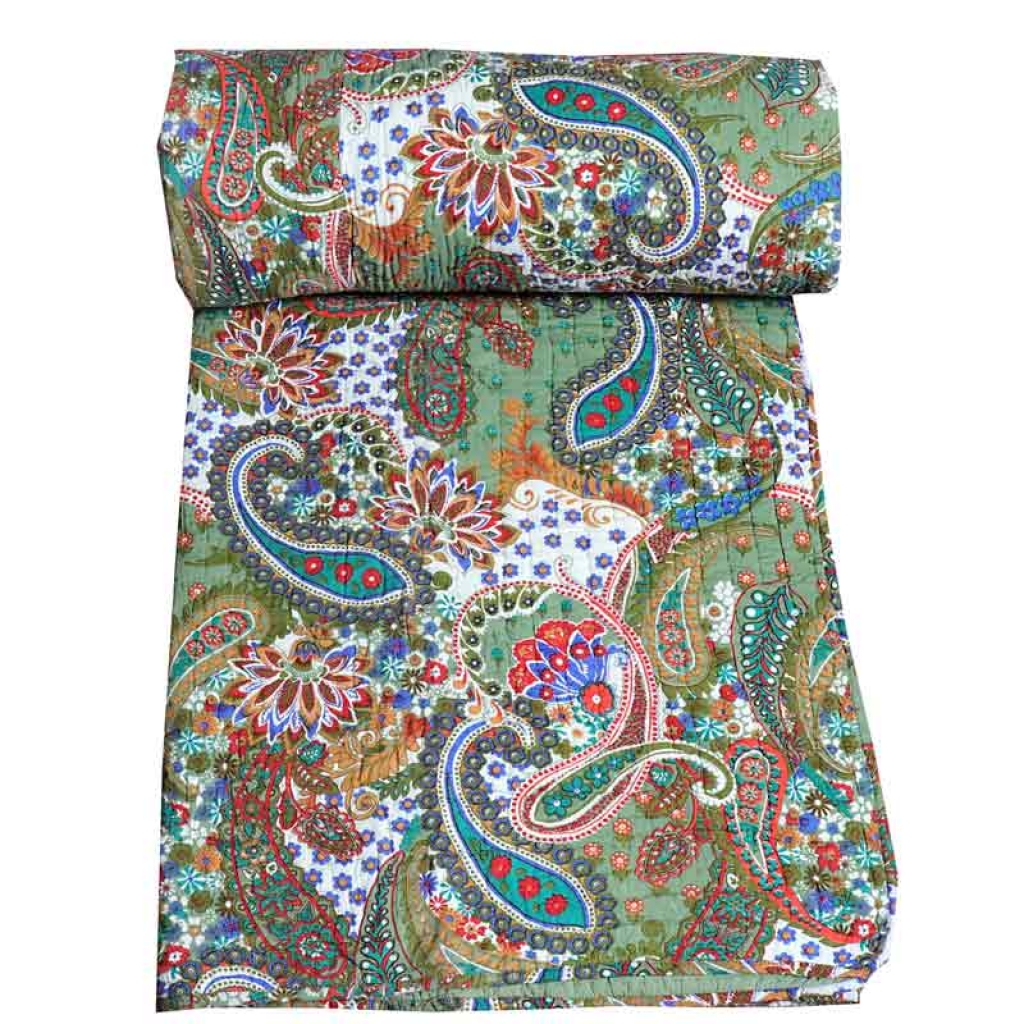 COTTON ALL OVER PRINTED BED QUILTS FOR DECOR HOME