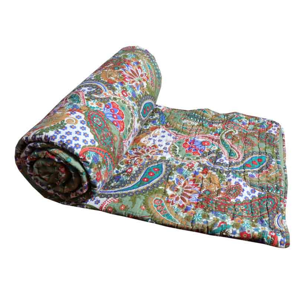 COTTON ALL OVER PRINTED BED QUILTS FOR DECOR HOME
