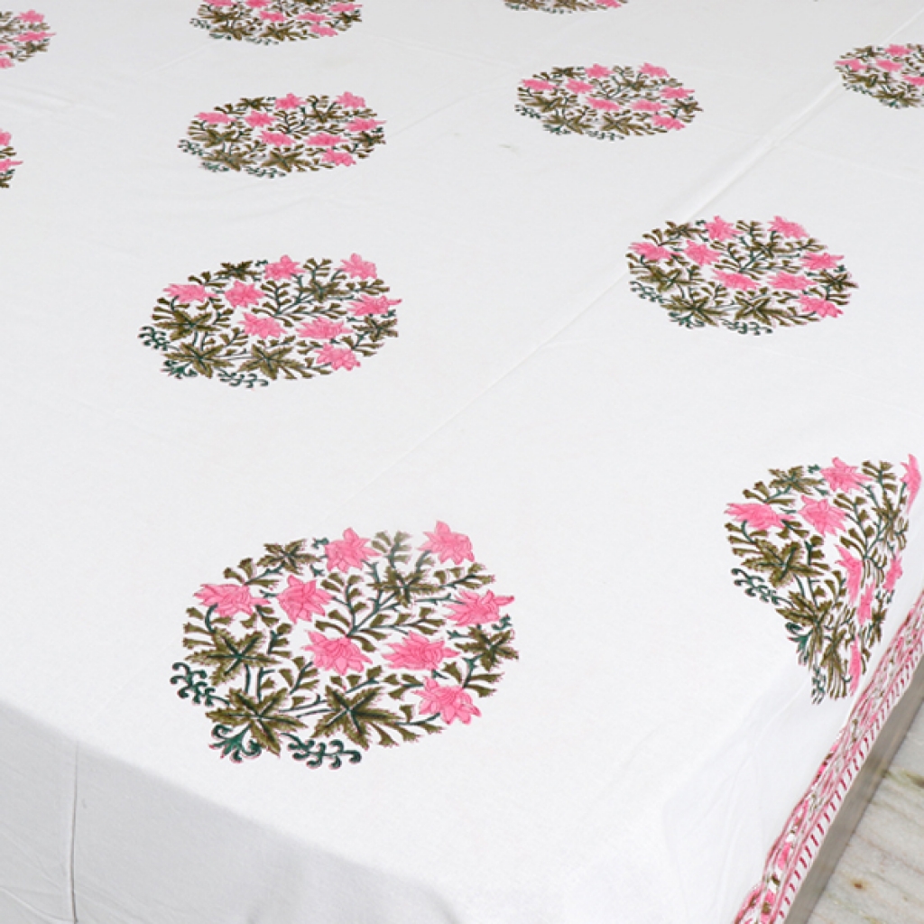 HAND BLOCK PRINT ALLOVER KANTHA BEDCOVER