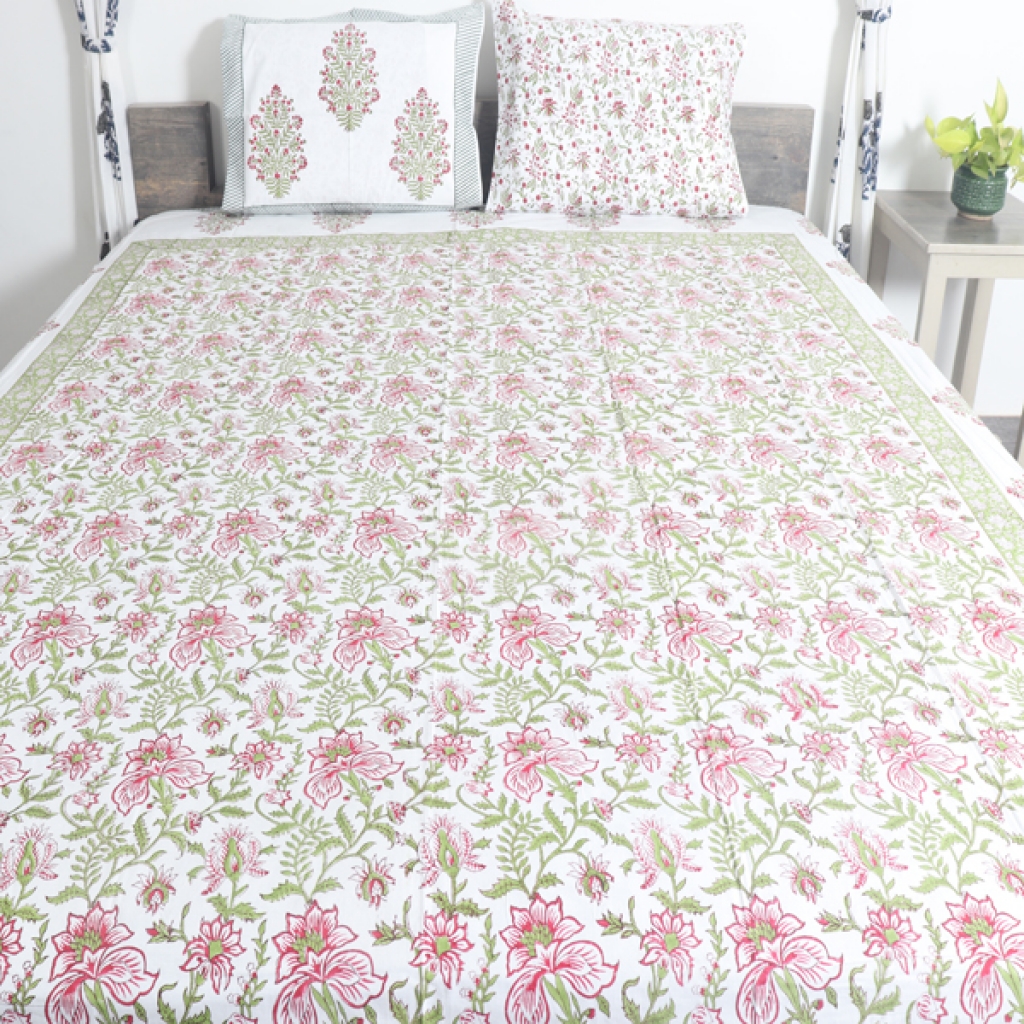 COTTON HANDBLOCK PRINTED BEDSHEET