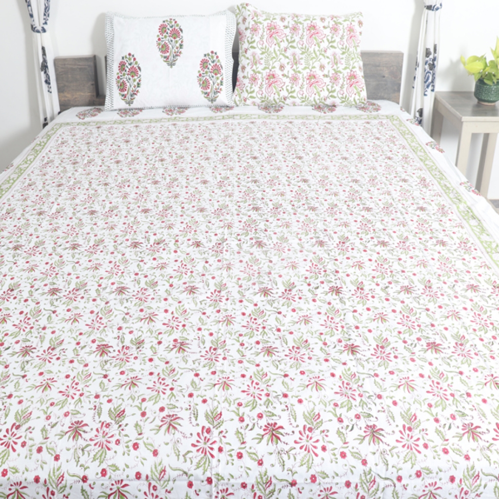 COTTON HANDBLOCK PRINTED BEDSHEET