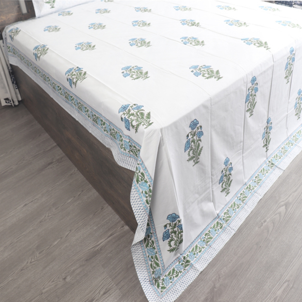 COTTON HANDBLOCK PRINTED BEDSHEET