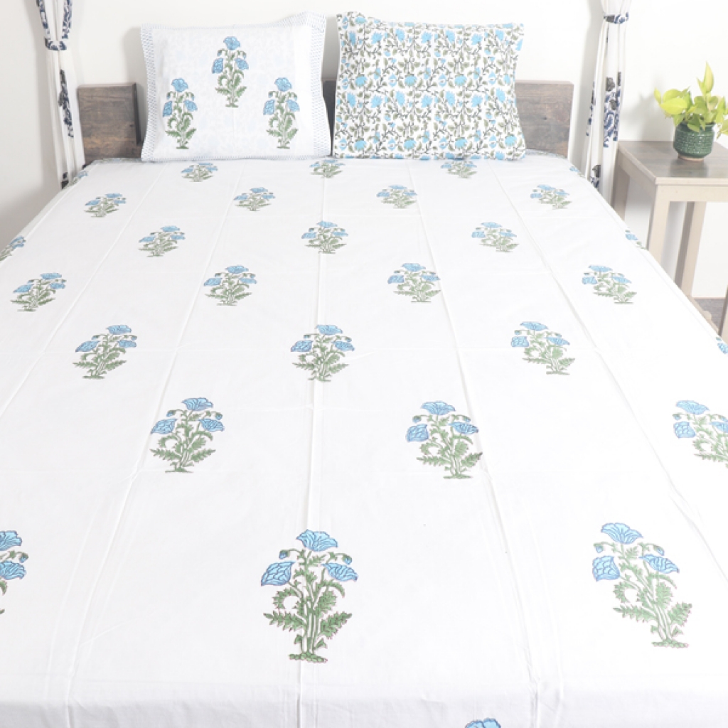 COTTON HANDBLOCK PRINTED BEDSHEET