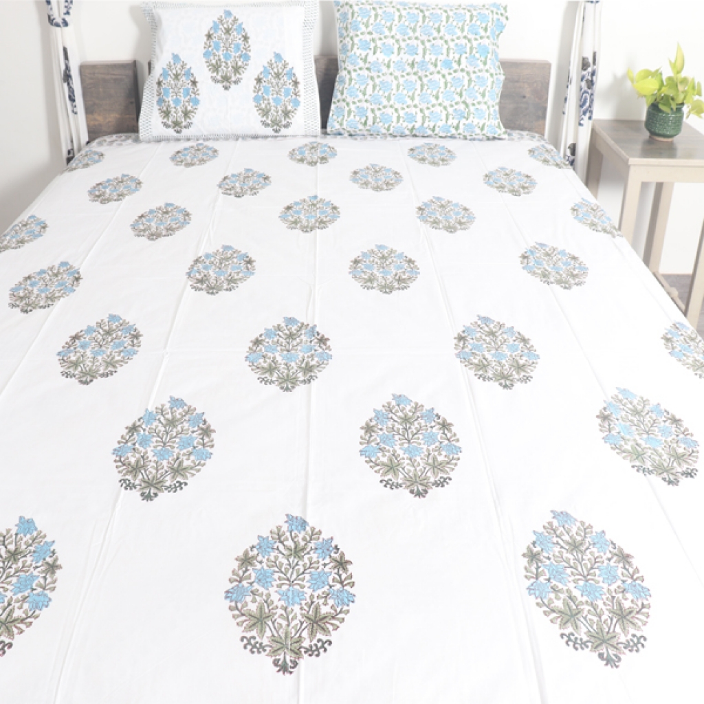 COTTON HANDBLOCK PRINTED BEDSHEET