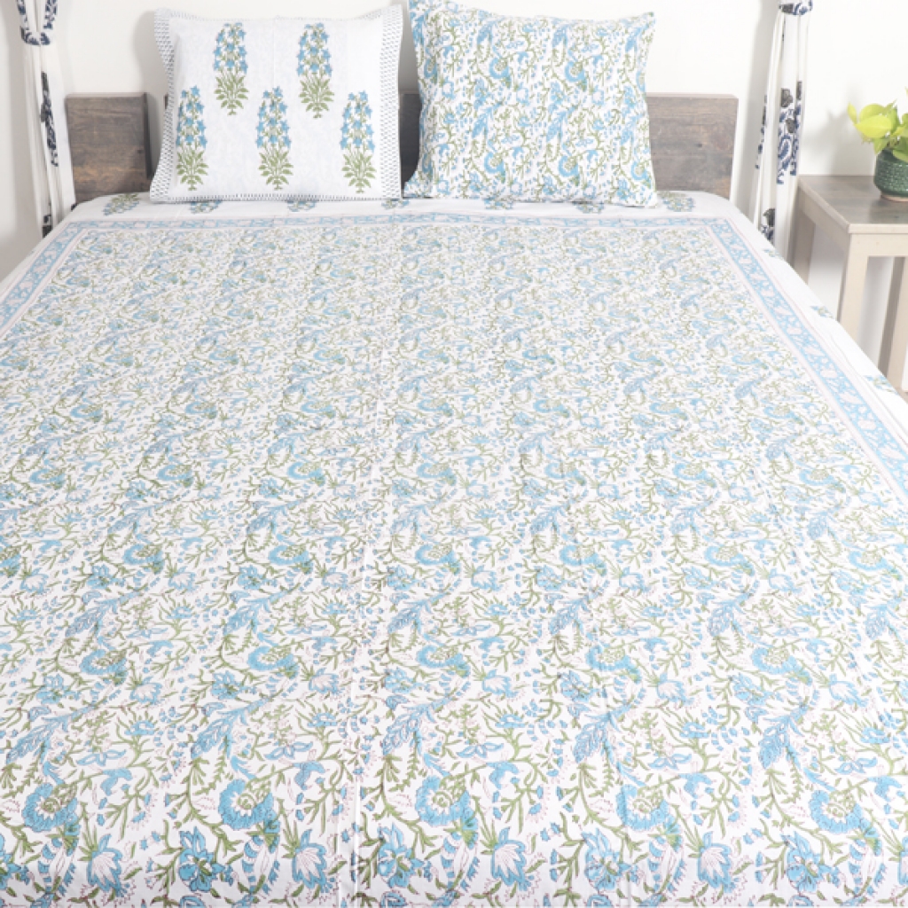 COTTON HANDBLOCK PRINTED BEDSHEET